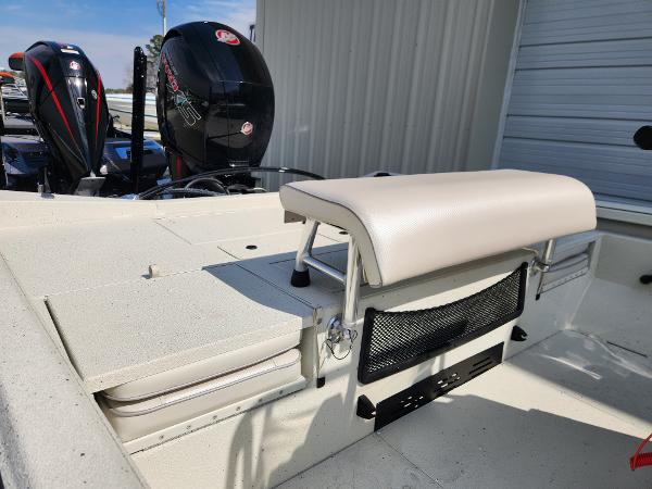2025 Ranger RB200 boat interior with seating and dual outboard motors.