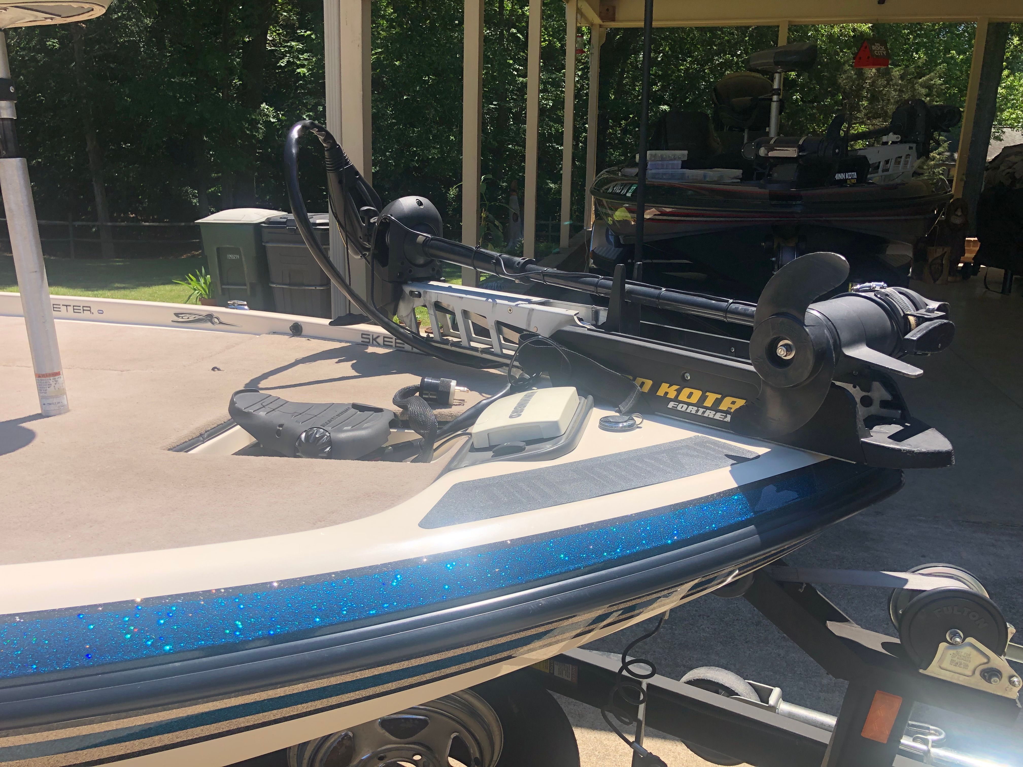 2012 Skeeter ZX190 with Minn Kota trolling motor on a trailer.