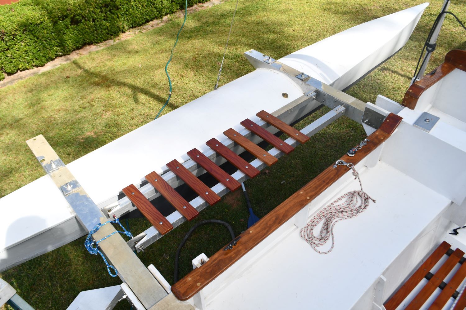 Custom Strike 18 trimaran with wooden details, year 2020.