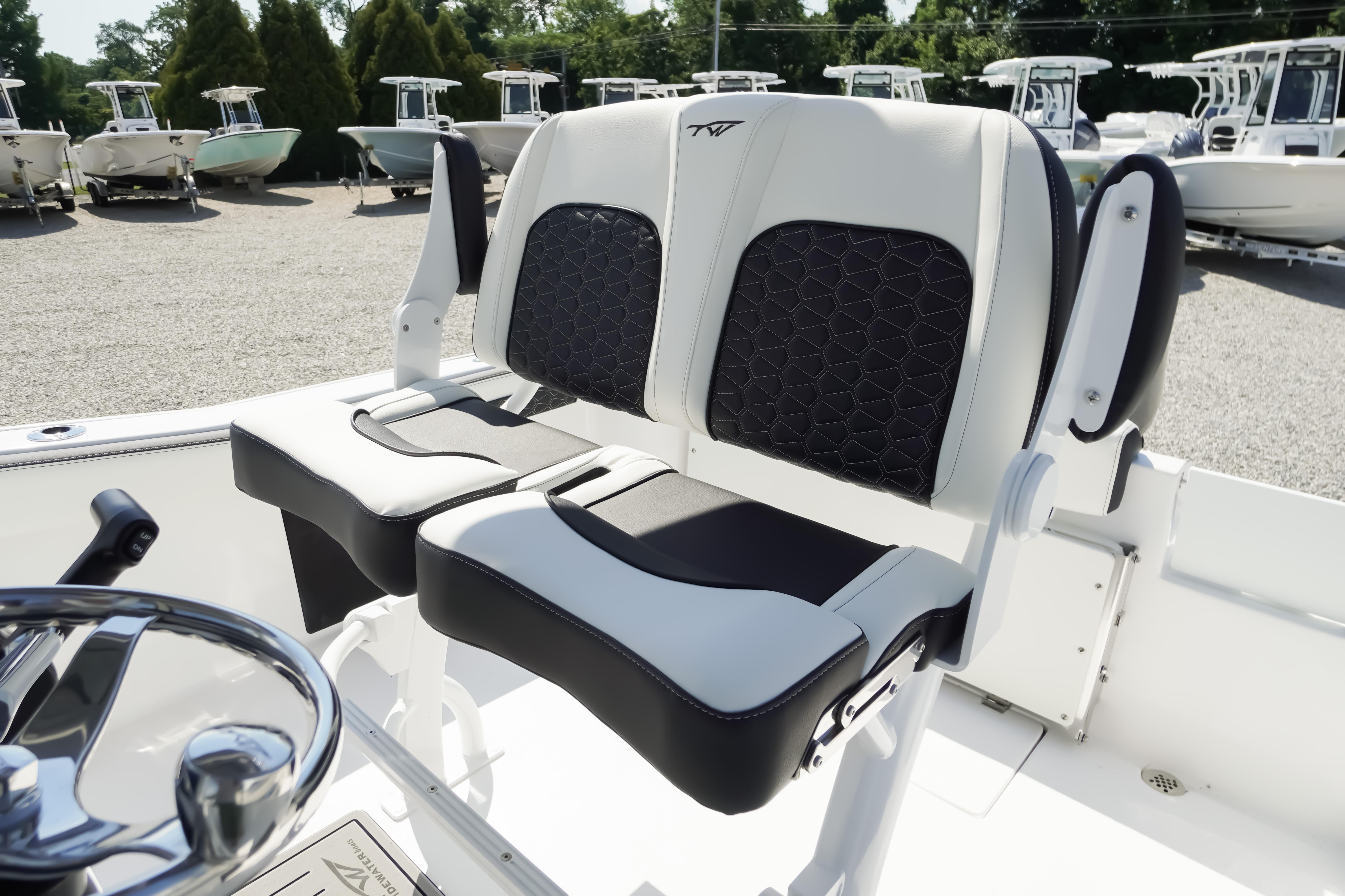 2026 Tidewater 220 CC Adventure boat seats with modern design and comfortable cushioning.