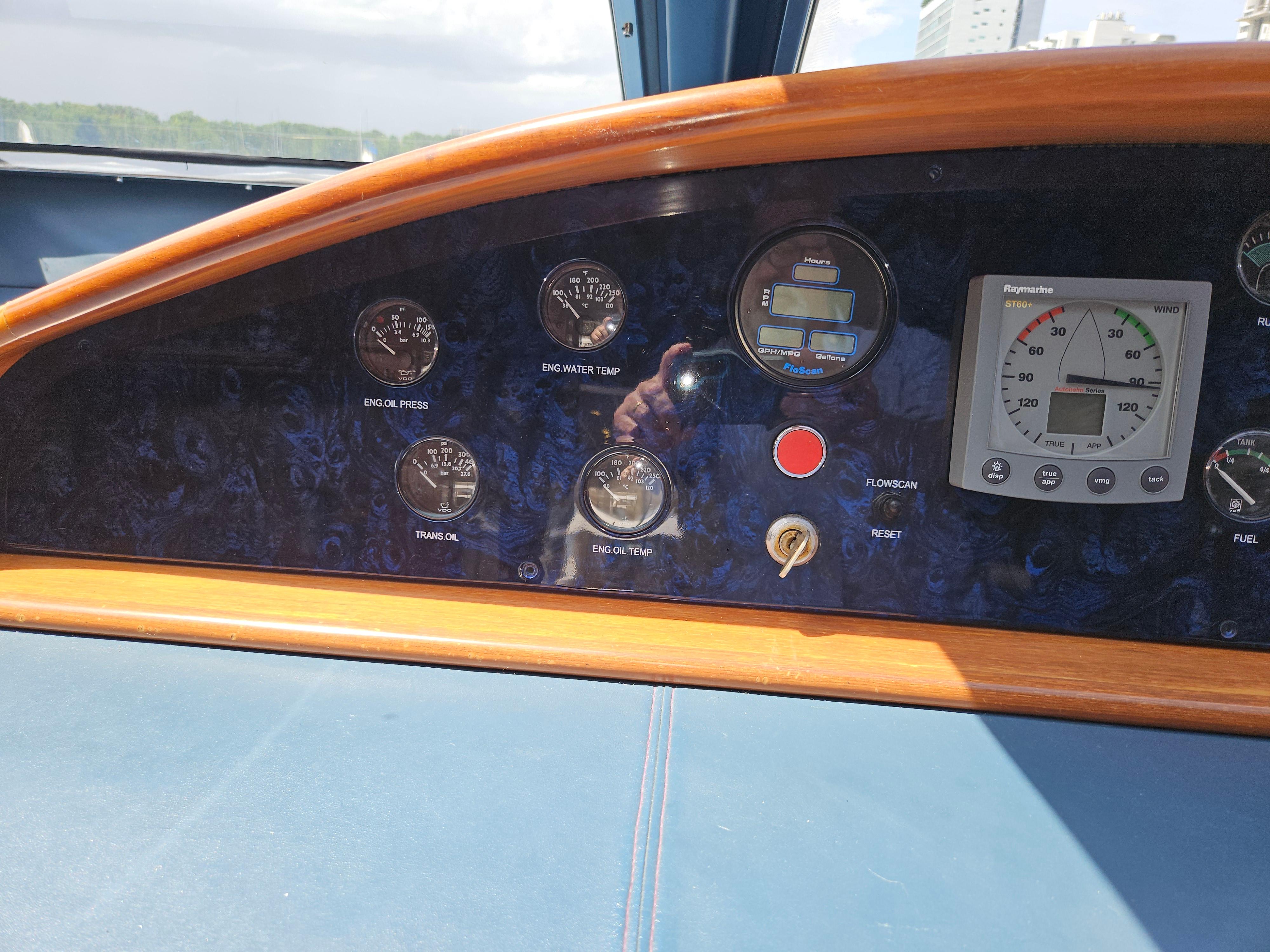 Control panel of 1998 Astondoa 72 GLX Extended Platform yacht.