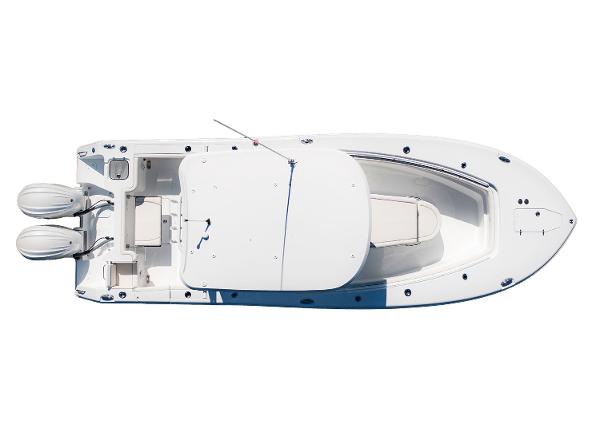Manufacturer Provided Image: Top view of 2026 Sea Hunt Gamefish 28 Coffin Box boat with dual engines.