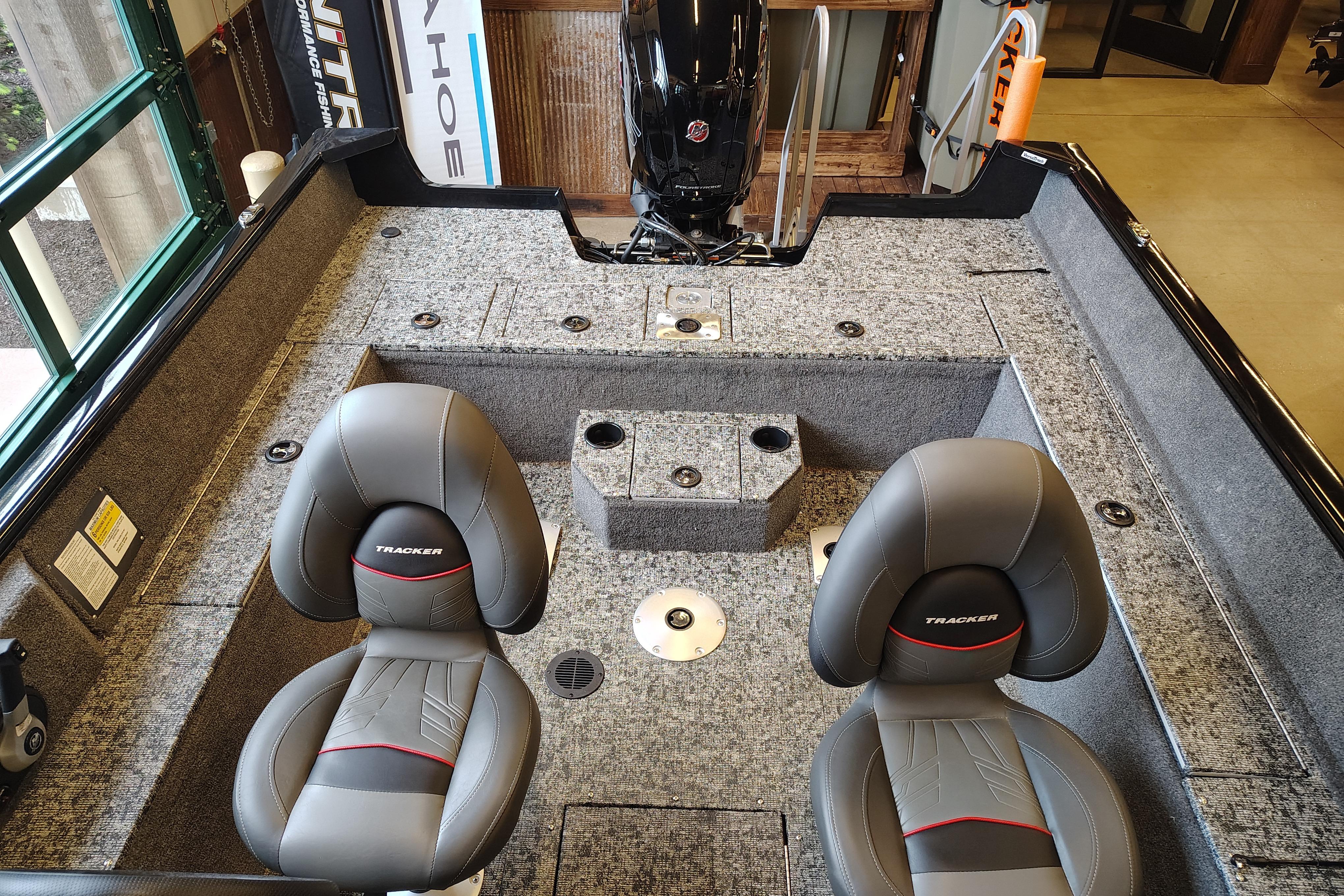 2026 Tracker Pro Guide V-175 WT boat interior with two cushioned seats.
