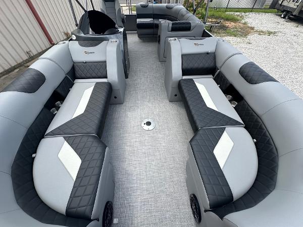2024 Massimo Marine P-21R pontoon boat interior with luxurious seating.