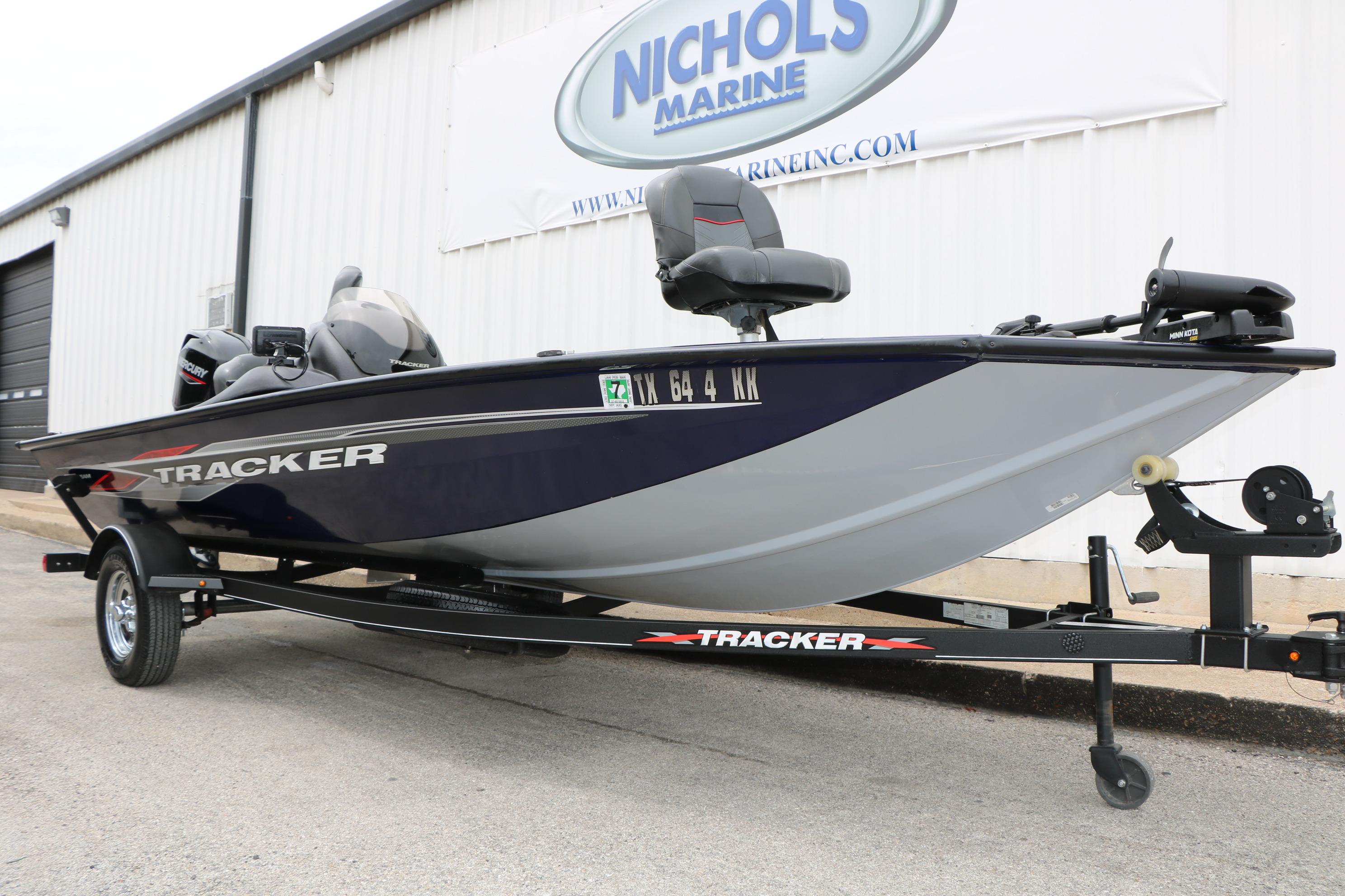 2022 Tracker Pro Team 175 TF fishing boat on trailer at Nichols Marine.