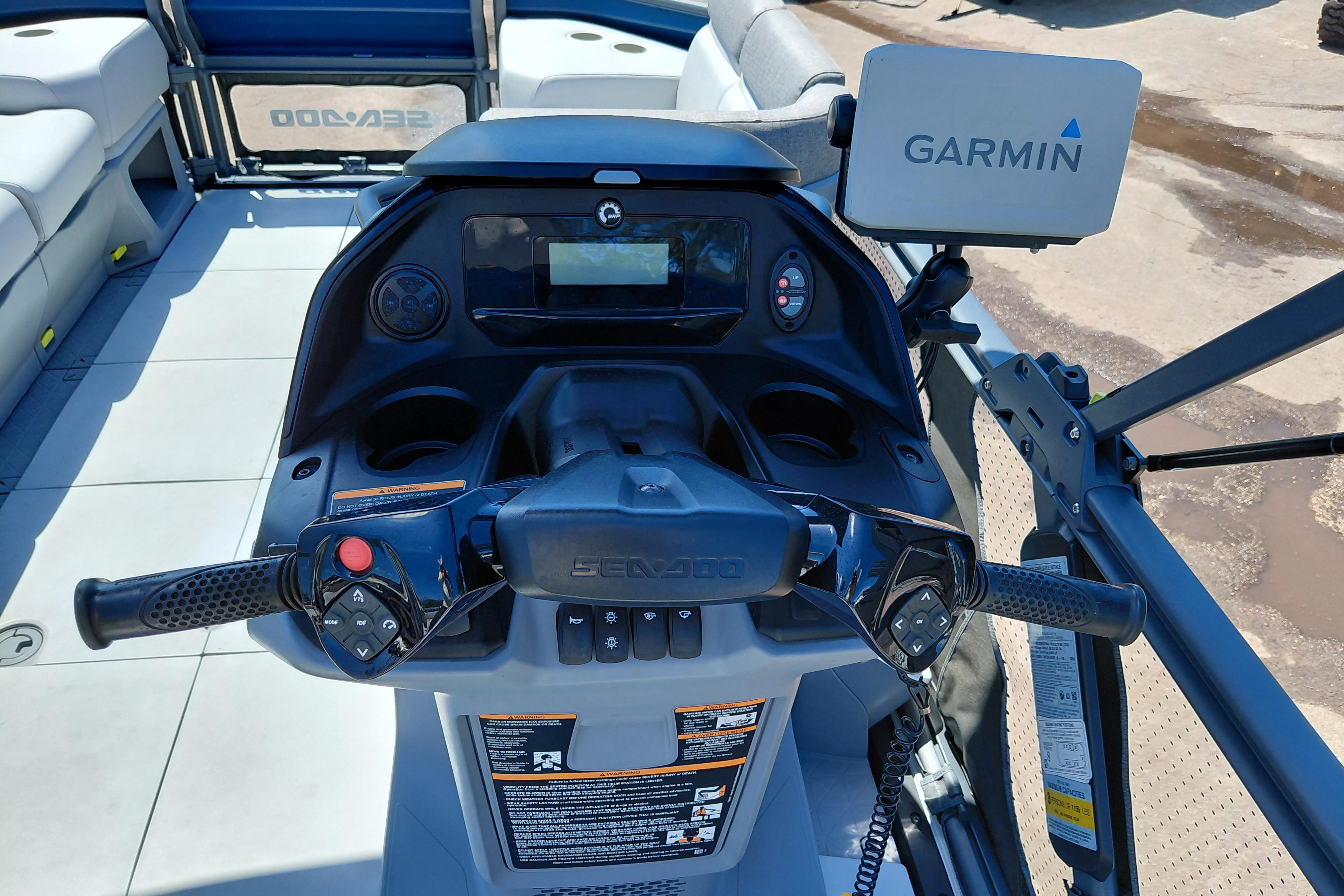 2024 Sea-Doo Switch Cruise 18 dashboard with Garmin navigation system.
