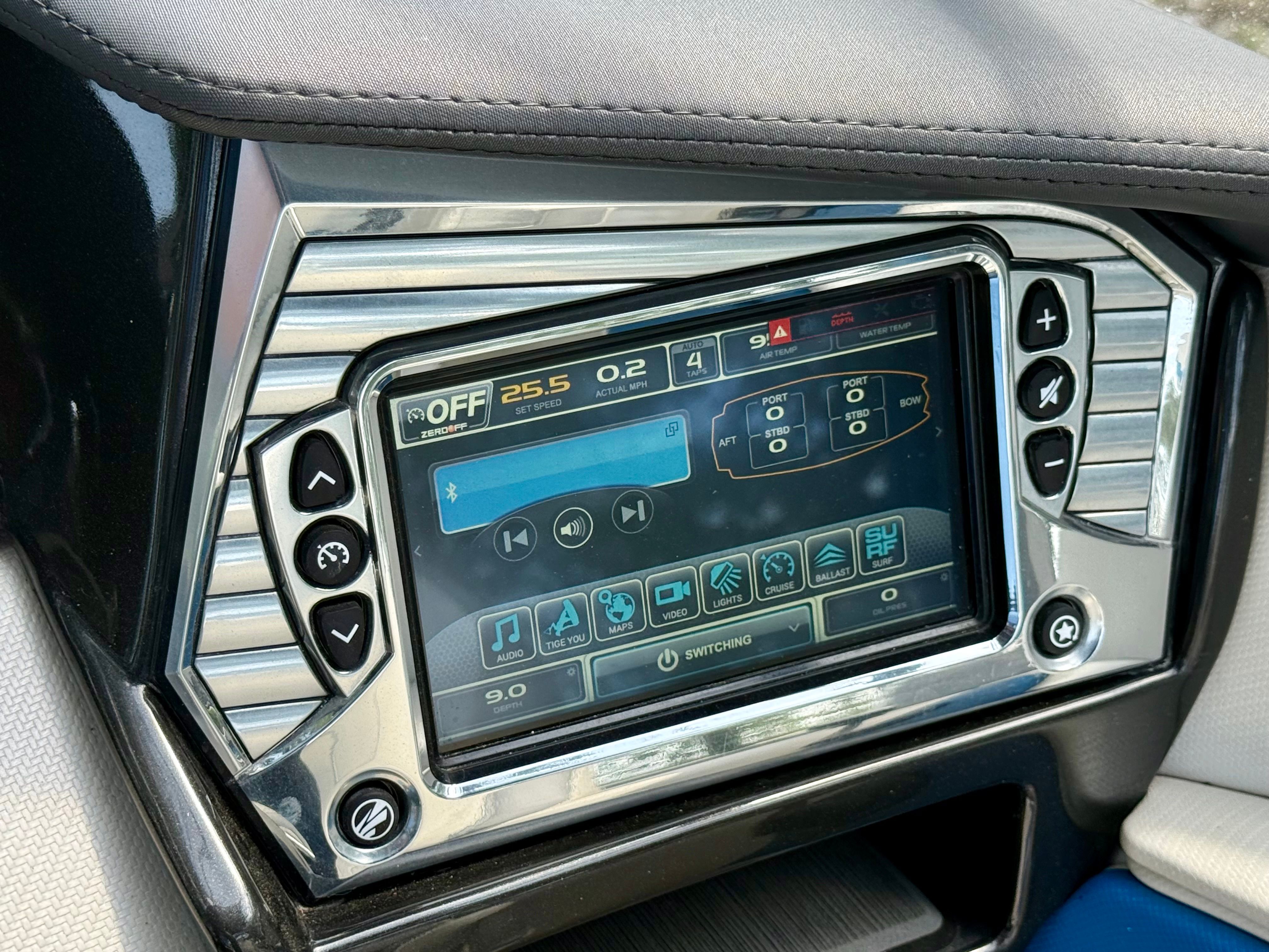 The image shows the dashboard of a 2017 Tigé Z3 with a modern touchscreen display.