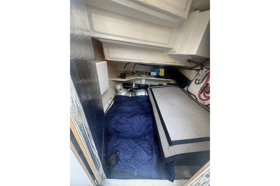 2021 Leopard 53 Powercat engine room with equipment and insulation.