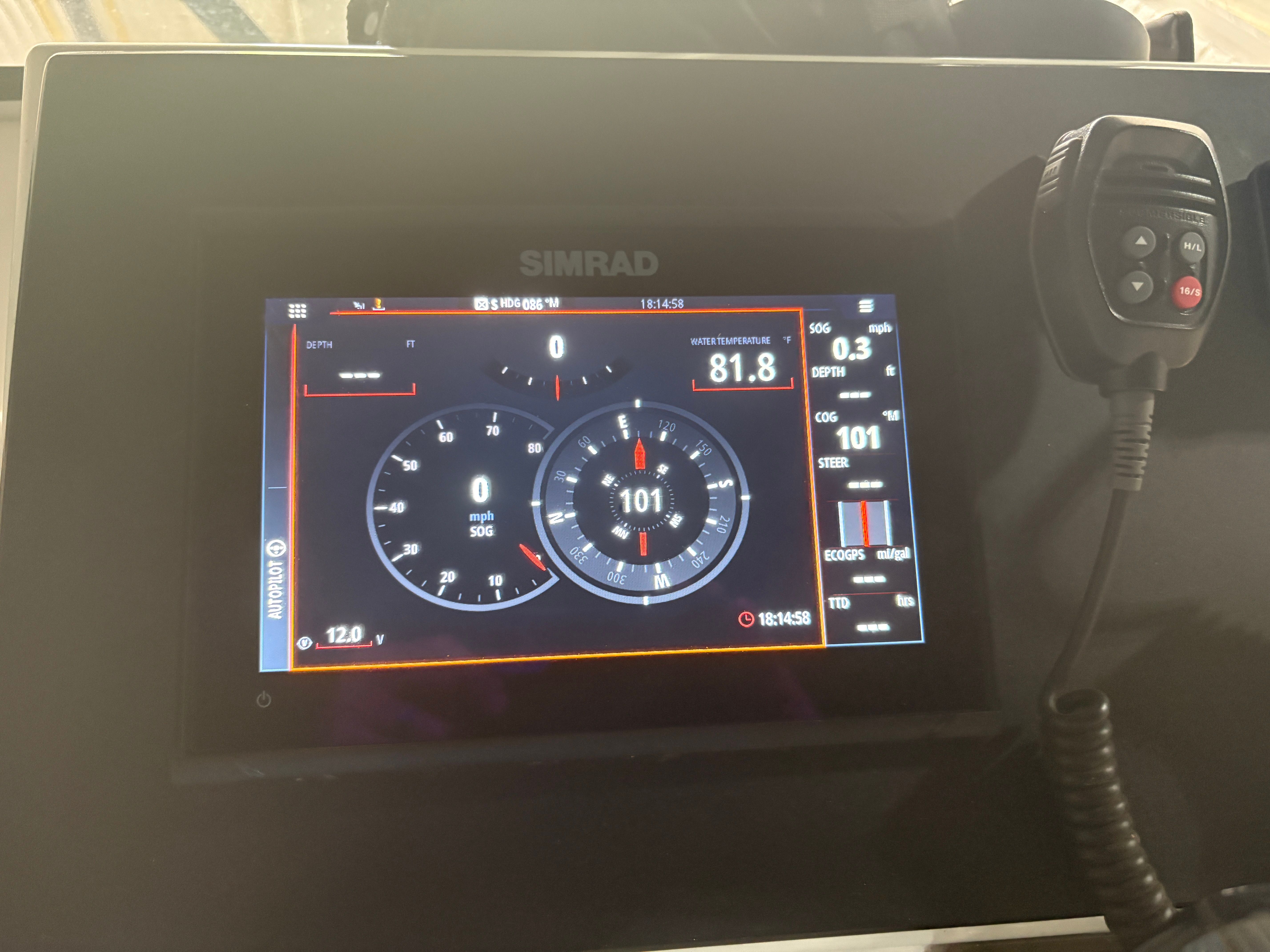 Simrad display on Intrepid 322 Cuddy Center Console boat, 2002 model.