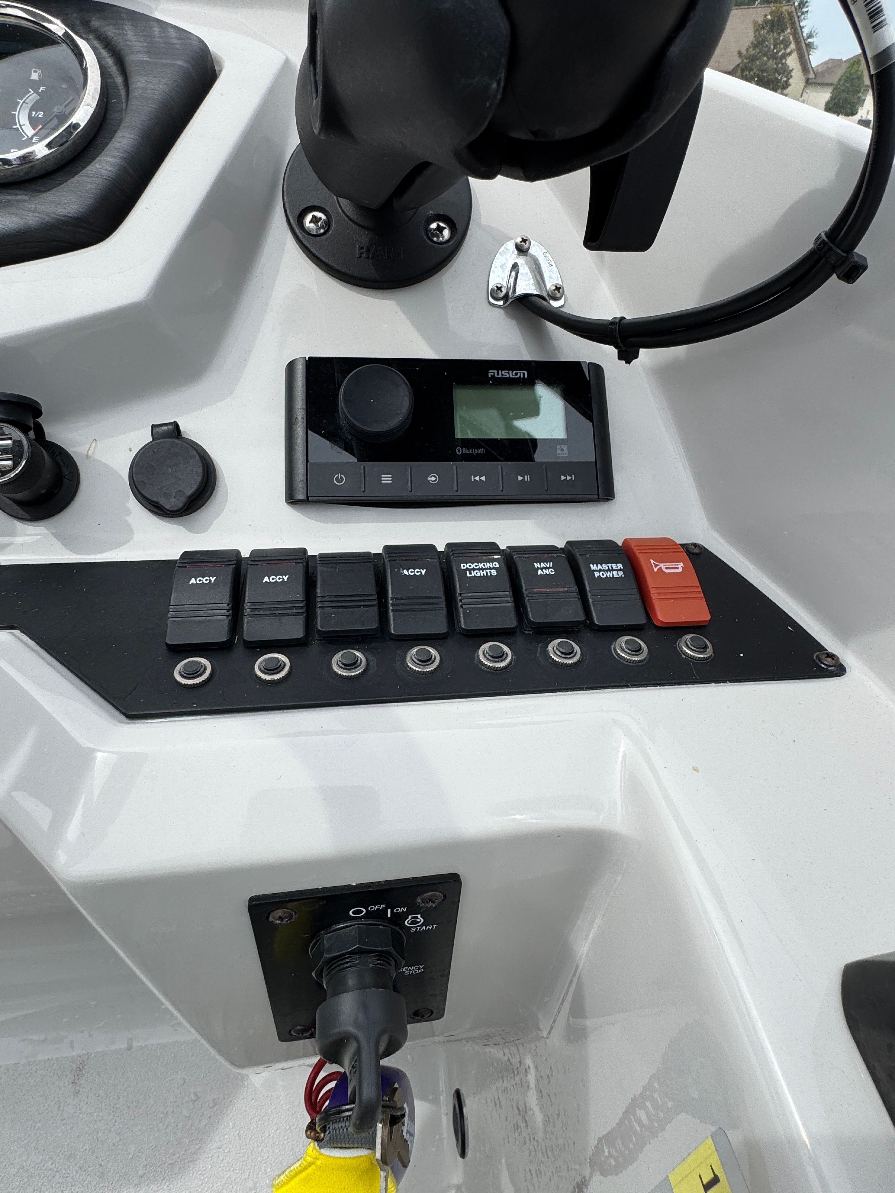 Dashboard of a 2022 Crest Classic DLX 220 boat.