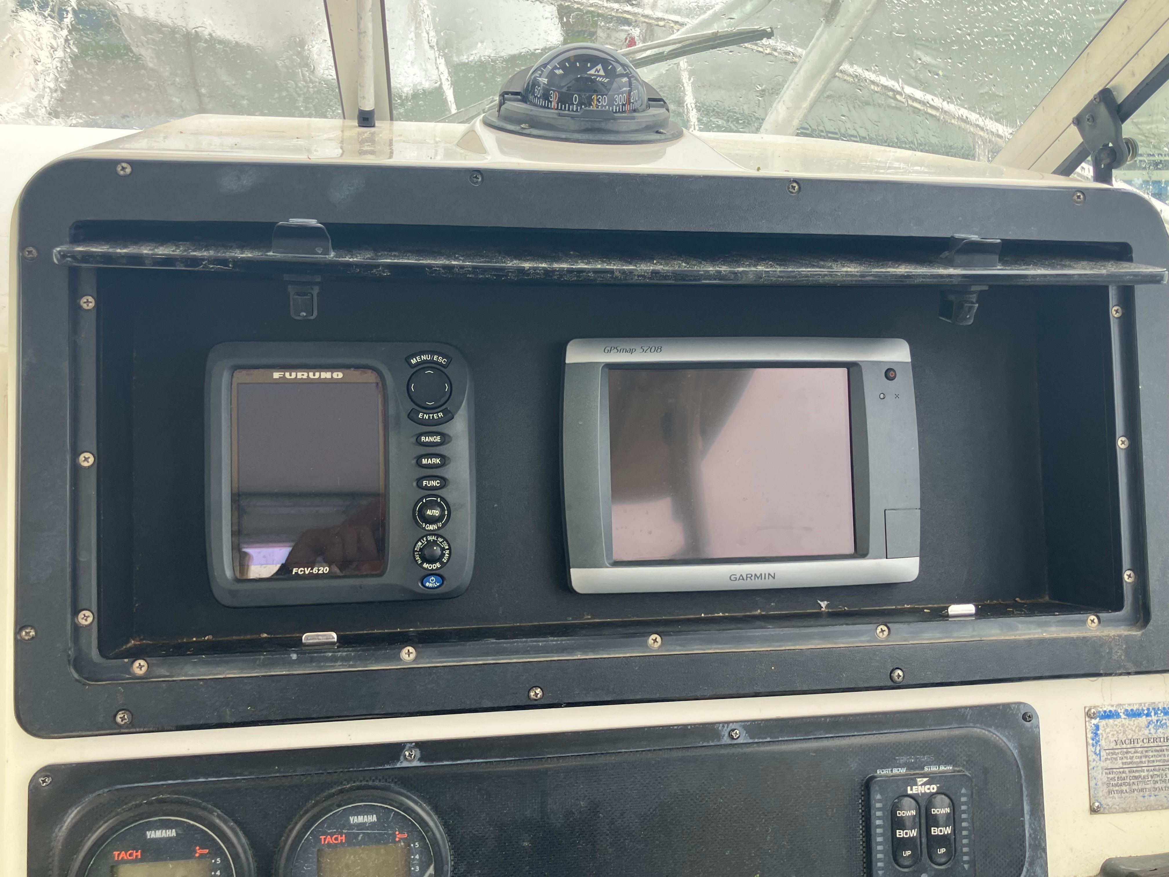 Navigation systems on a 2002 Hydra-Sports Vector 2600 WA boat.