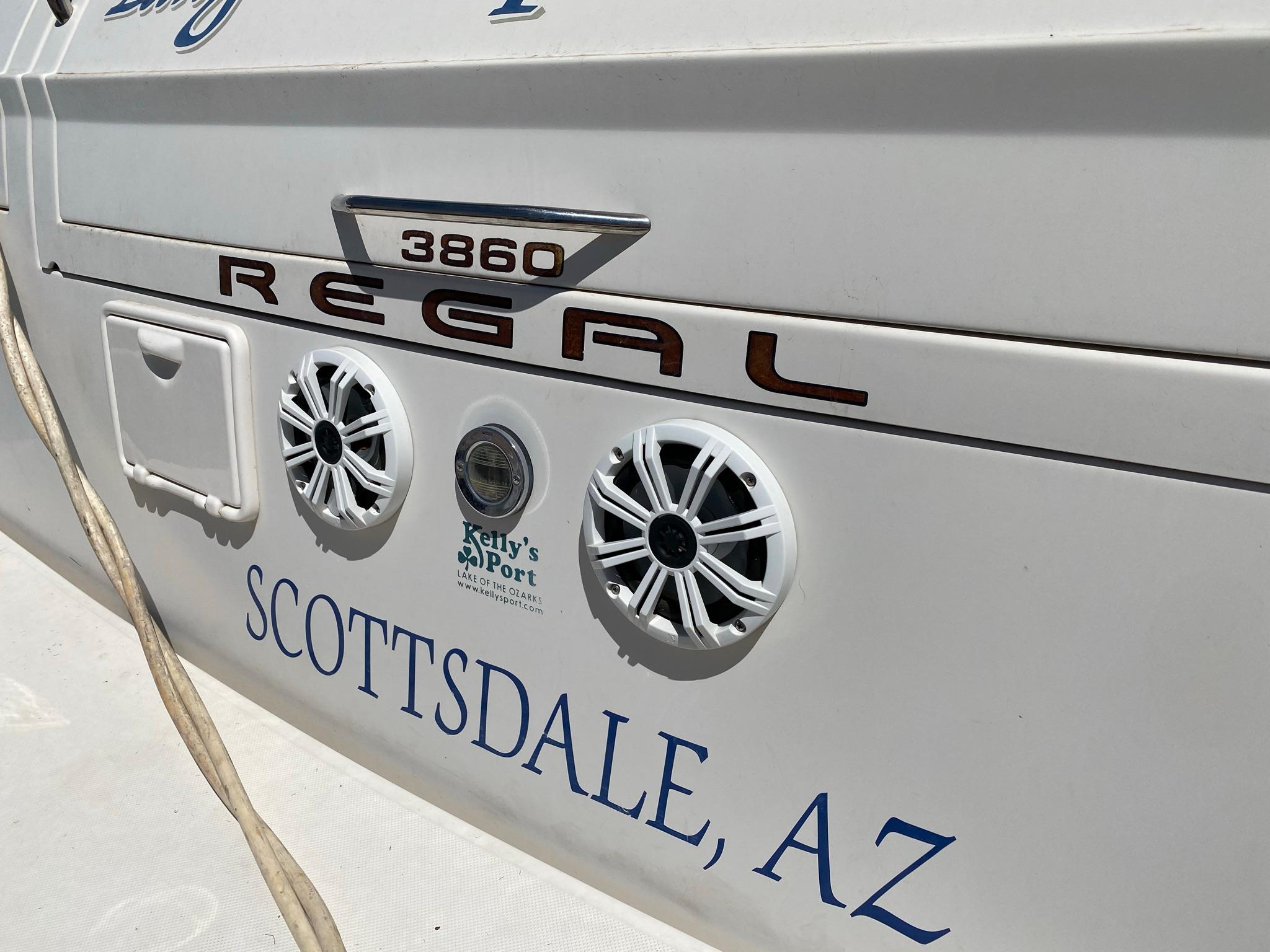 2002 Regal 3860 Commodore boat with speakers, Scottsdale, AZ.
