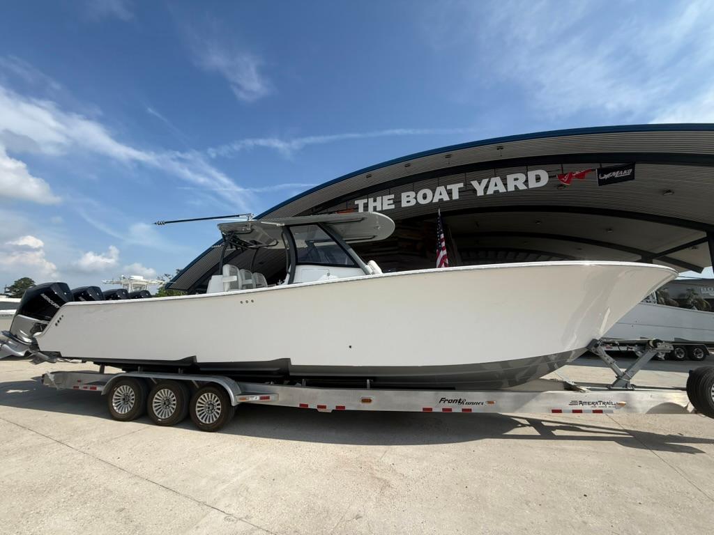 2024 Front Runner 39 CC boat on trailer at The Boat Yard.