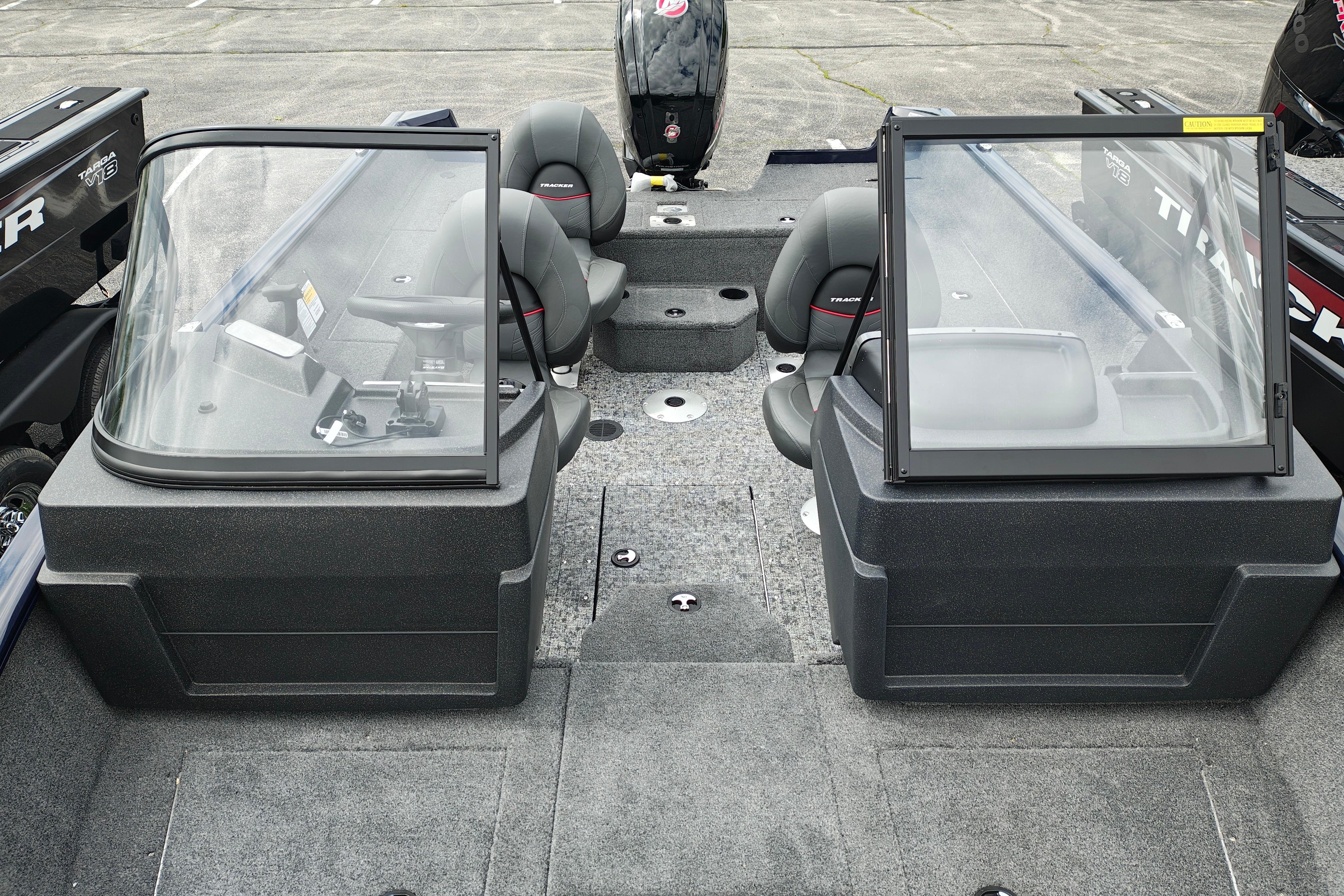 2026 Tracker Pro Guide V-175 WT boat interior with dual consoles and seating.