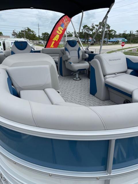 2025 Berkshire 22 RFX LE Tri-toon Pontoon with spacious seating and modern design.