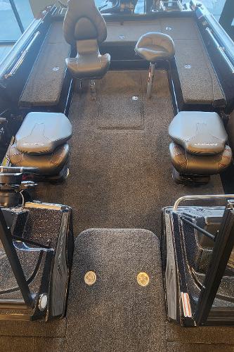 2024 Nitro ZV21 boat interior with seating and carpeted flooring.