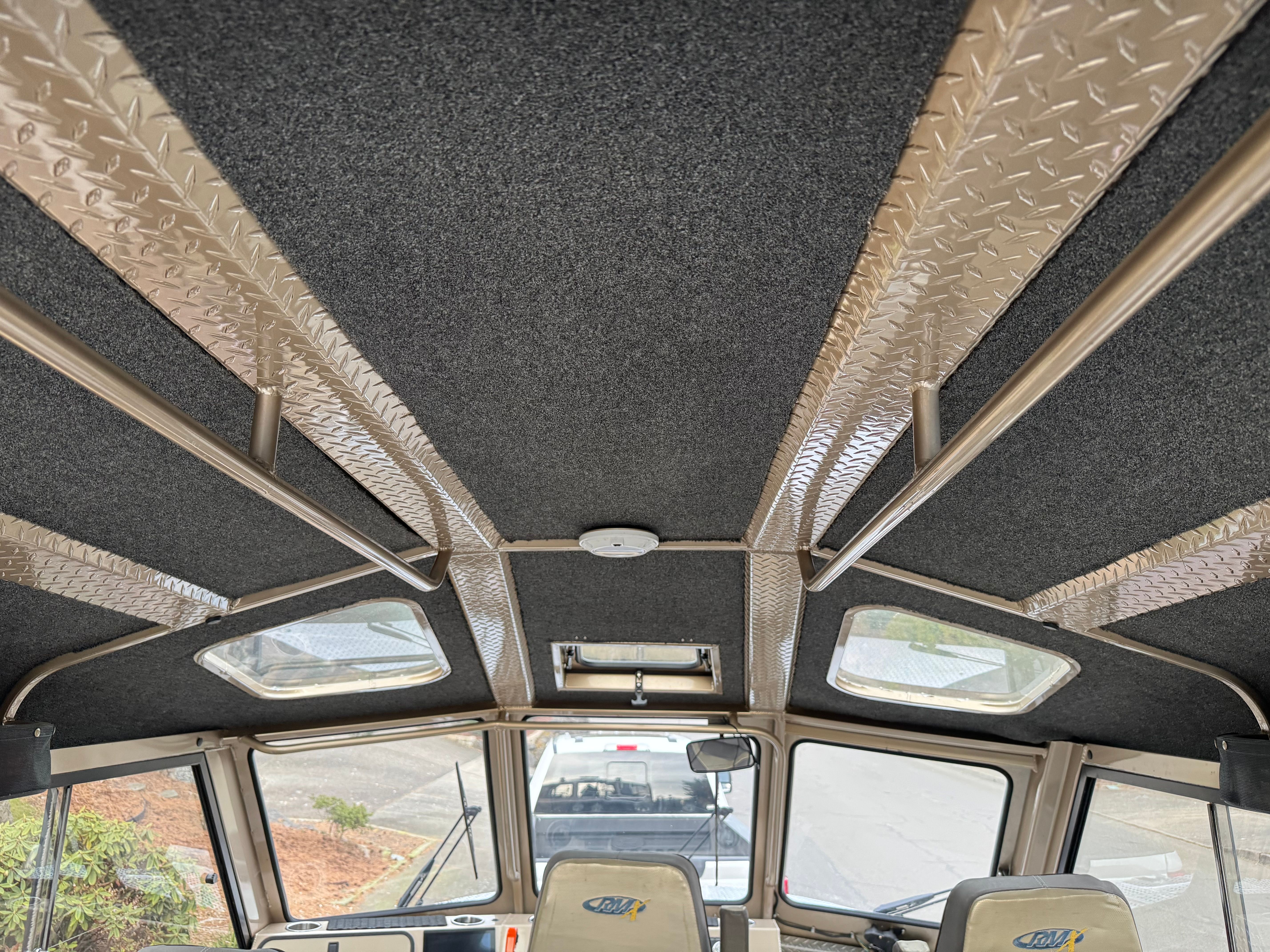Interior of a Custom RMX 24 boat with ceiling design, year 2011.