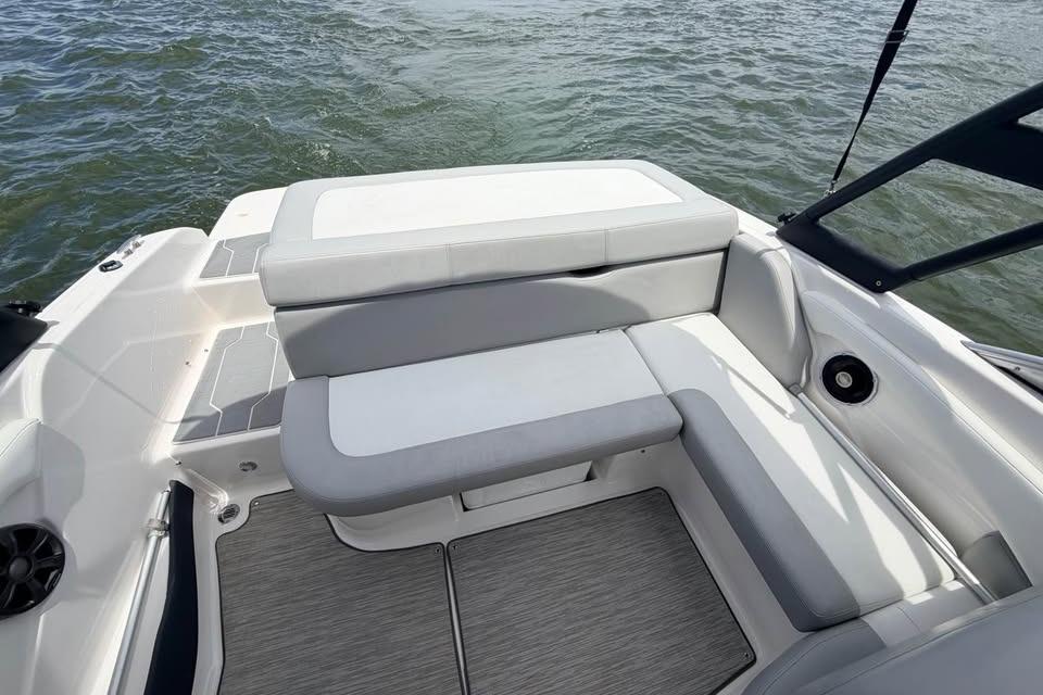 2019 Regal 1900 ES Bowrider interior seating with water view.