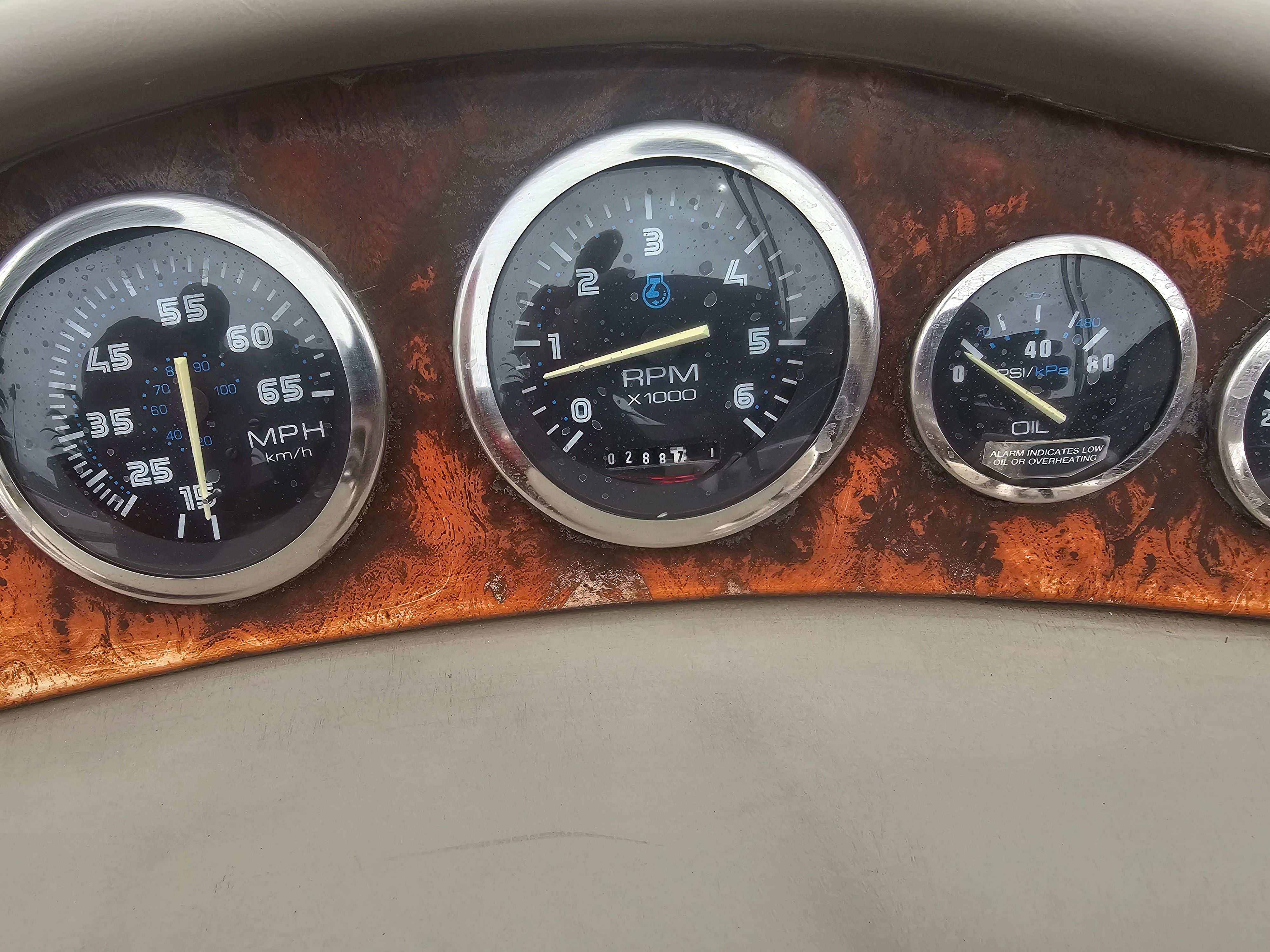 Dashboard of a 1998 Chaparral Sunesta 252 Special Edition boat.