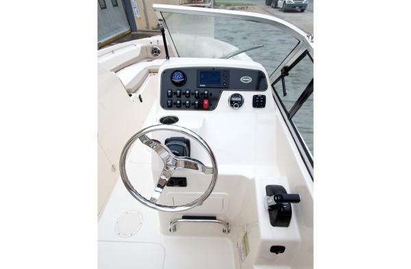 Manufacturer Provided Image: 2015 Grady-White Freedom 225 boat dashboard and steering wheel.