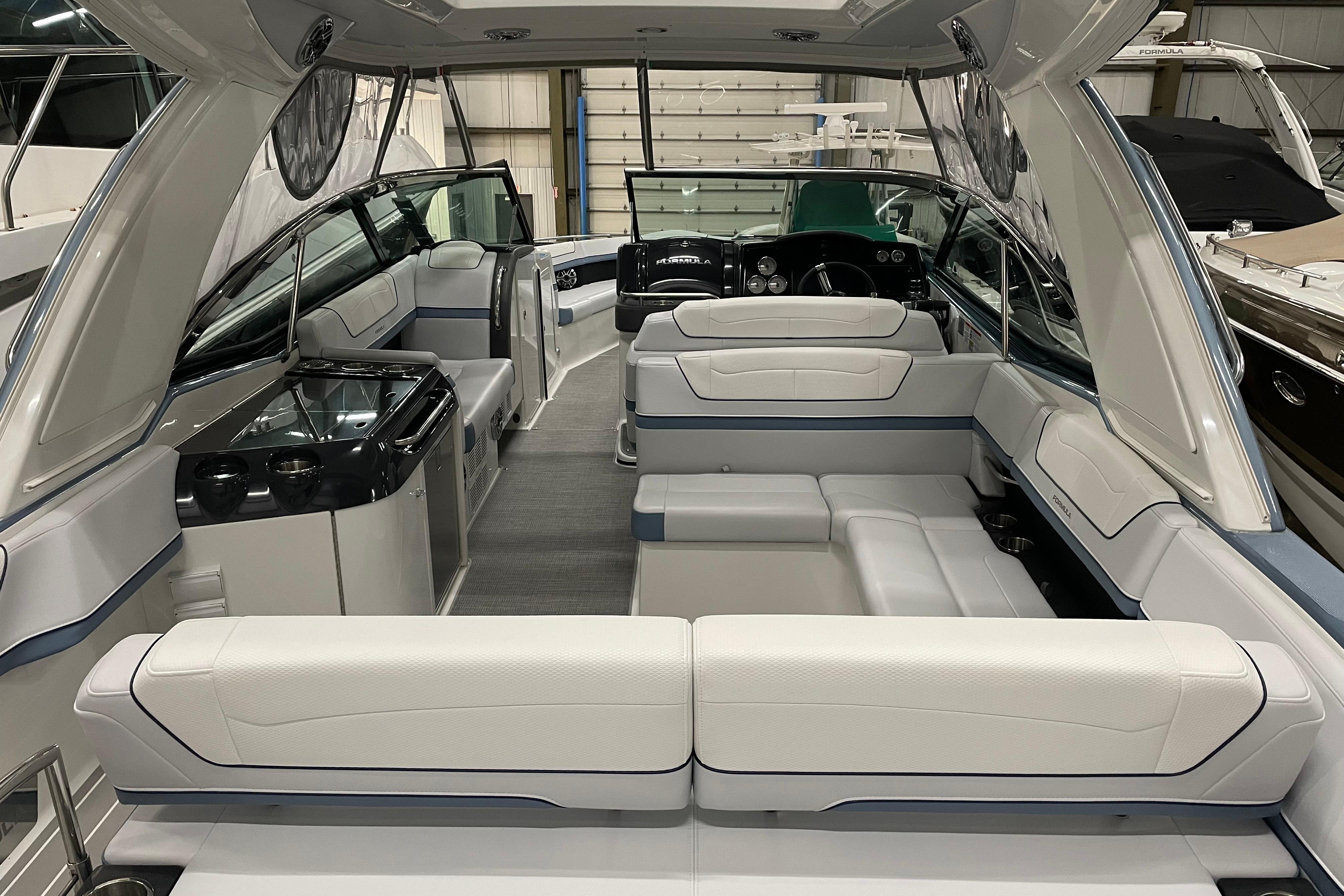 2022 Formula 350 Crossover Bowrider interior with luxurious seating and modern design.