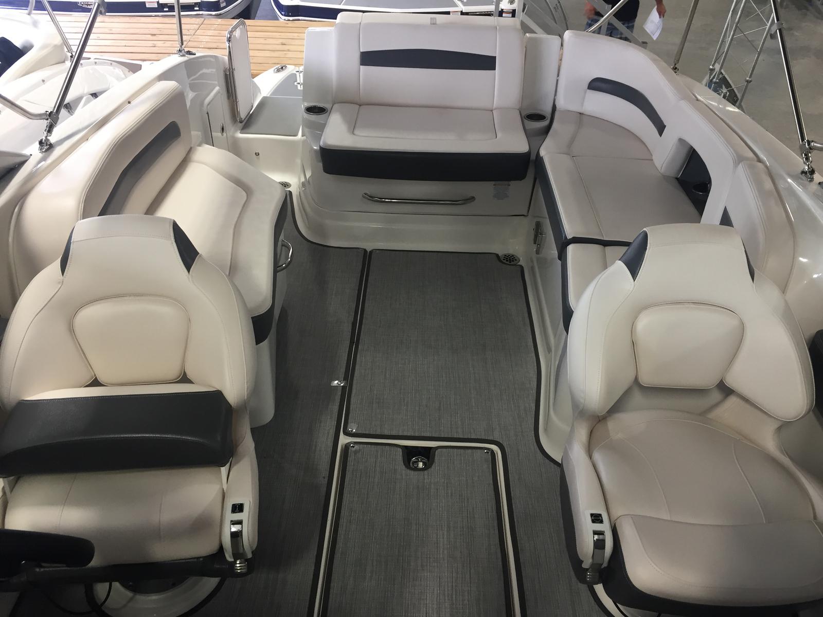 Interior of 2019 Chaparral 264 Sunesta with luxurious seating.