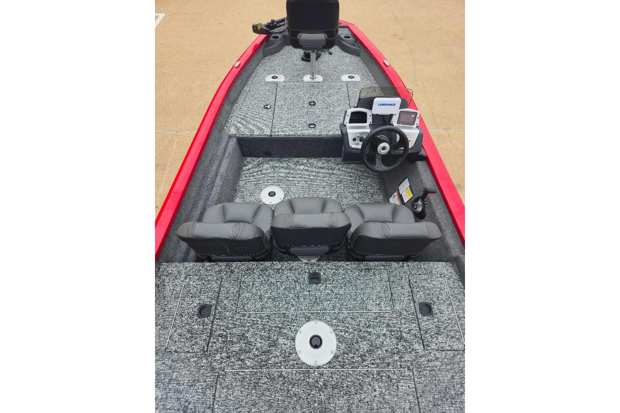 2026 Tracker Pro Team 175 Crappie Edition boat interior with seating and control panel.