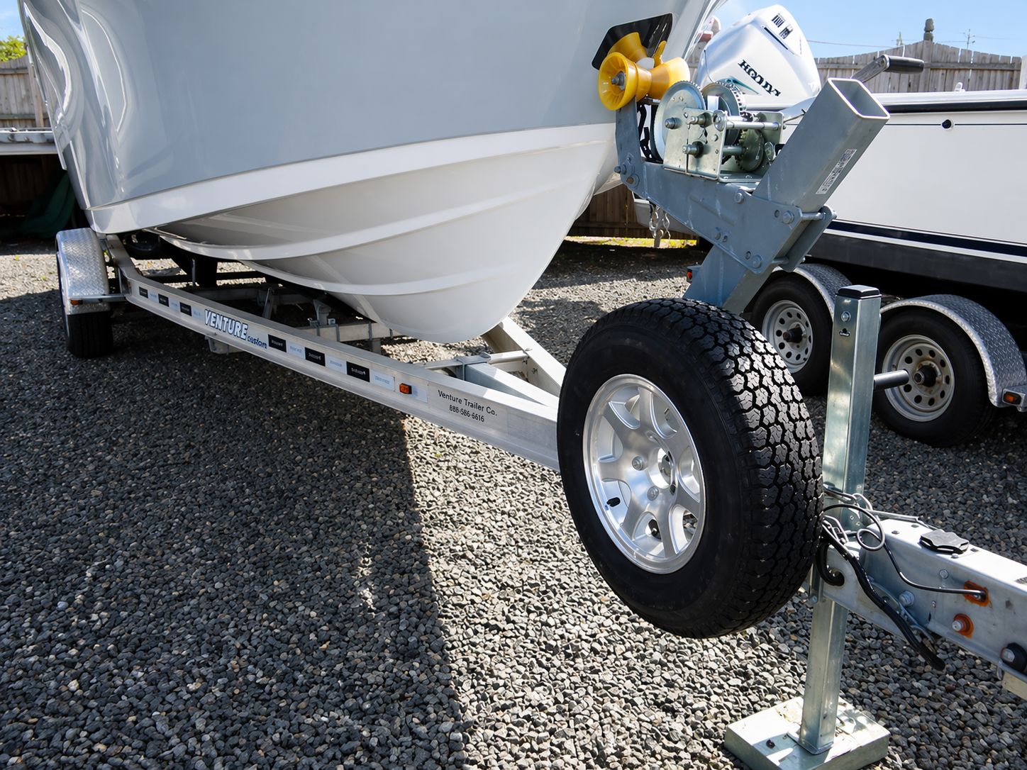 2018 Sportsman Heritage 231 on trailer, close-up view.