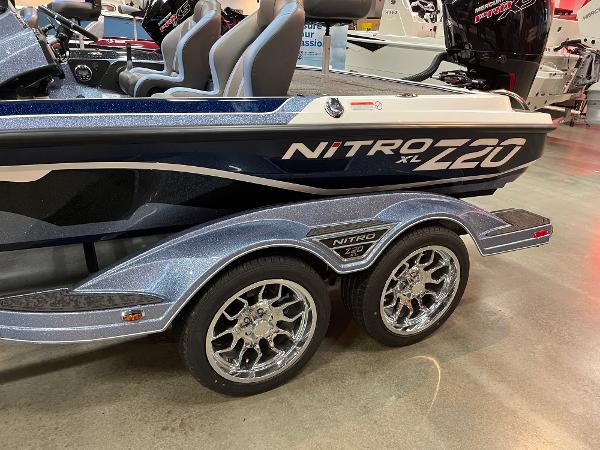 2025 Nitro Z20 XL Pro boat with sleek design and dual axle trailer.