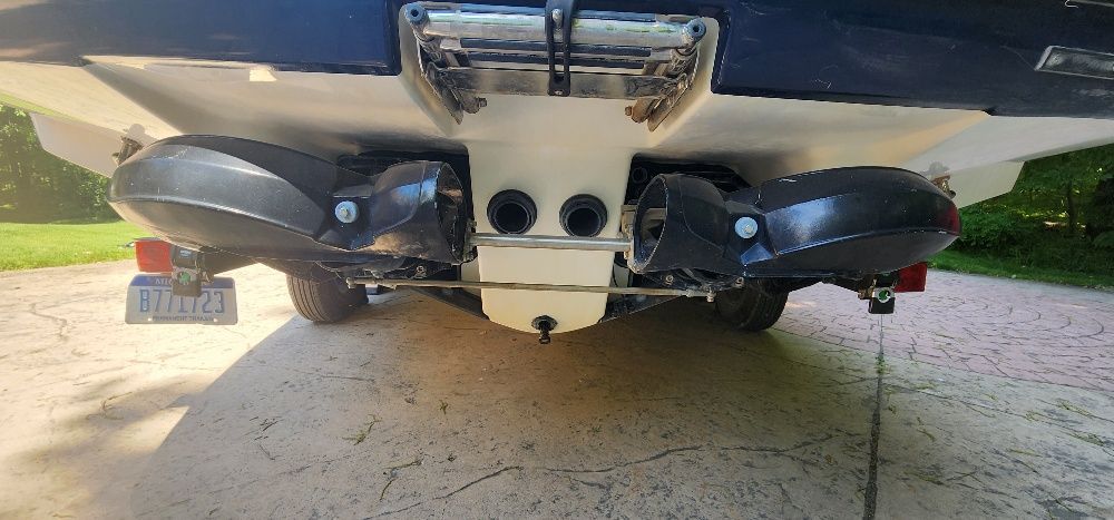 Rear view of a 2007 Sea-Doo 230 Challenger SE with dual jet drives.