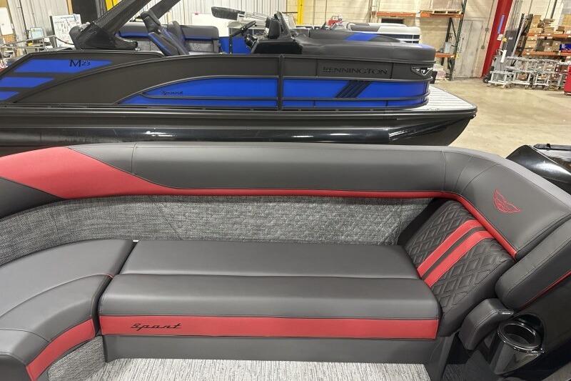 2026 Bennington 24 MFBSF pontoon boat with luxurious seating and sleek design.
