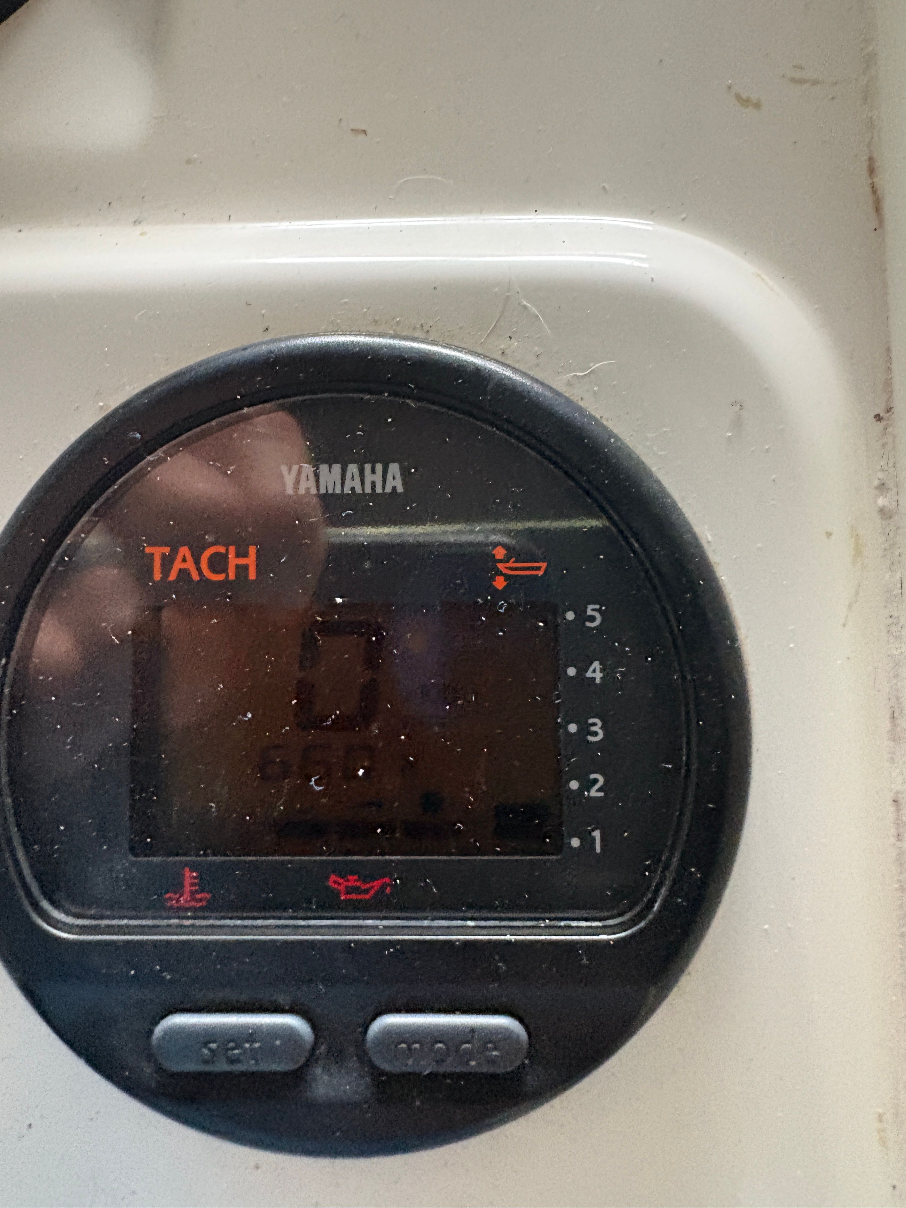 Yamaha tachometer on Intrepid 322 Cuddy Center Console, year 2002.