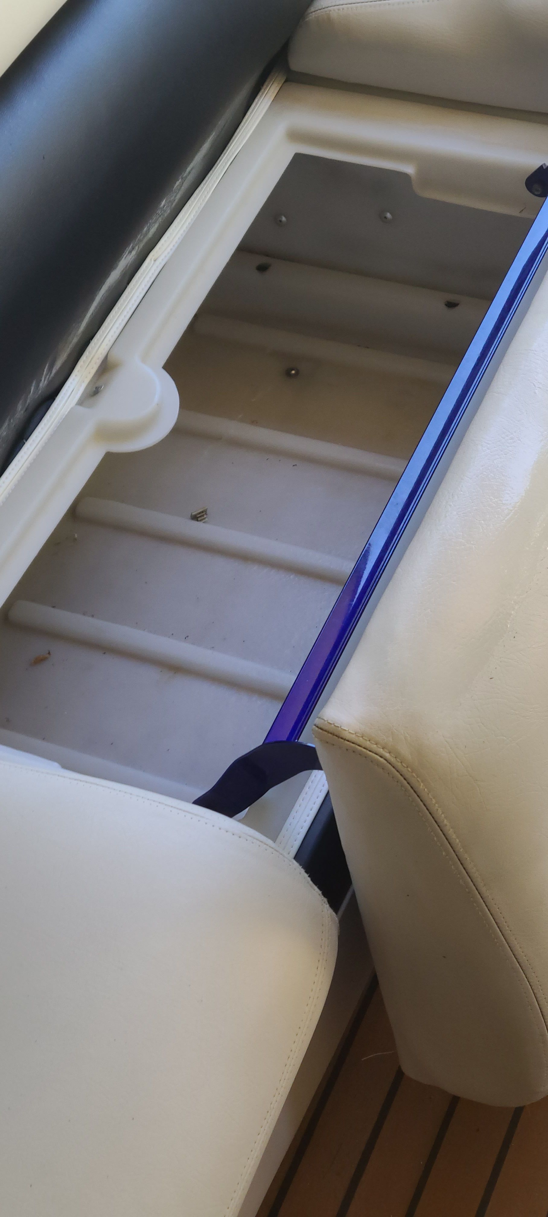 Premier 275 Grand Majestic LTD 2009 seat with storage compartment.