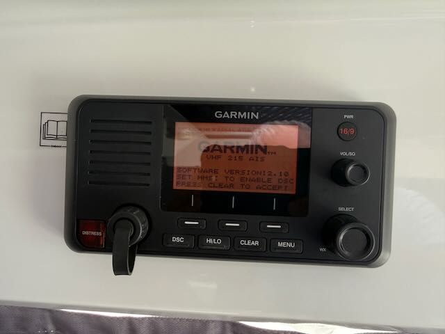 Garmin VHF radio on a 2021 Jeanneau NC 1095 boat.
