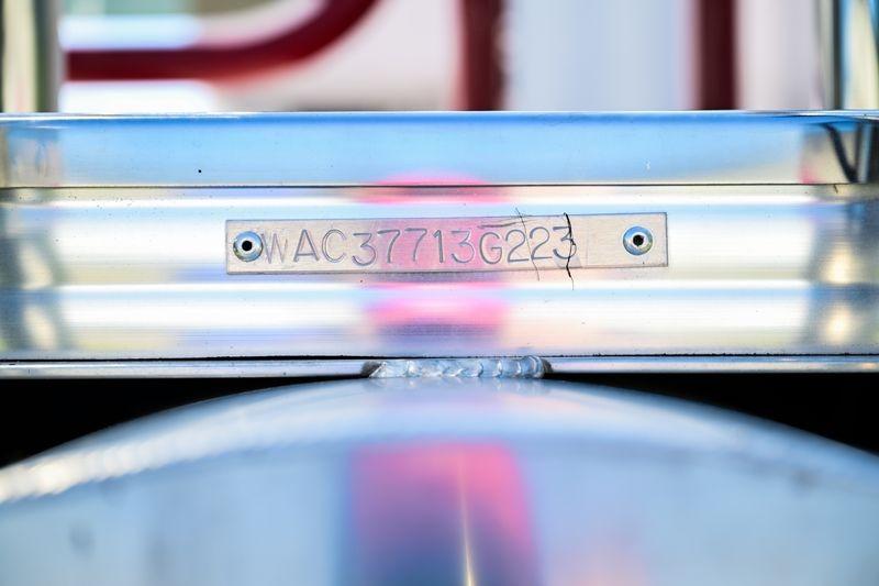 2023 Aloha Pontoon Mahalo 23 serial number plate on metallic surface.