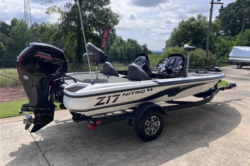 2026 Nitro Z17 boat with Mercury Pro XS engine on trailer, outdoors.