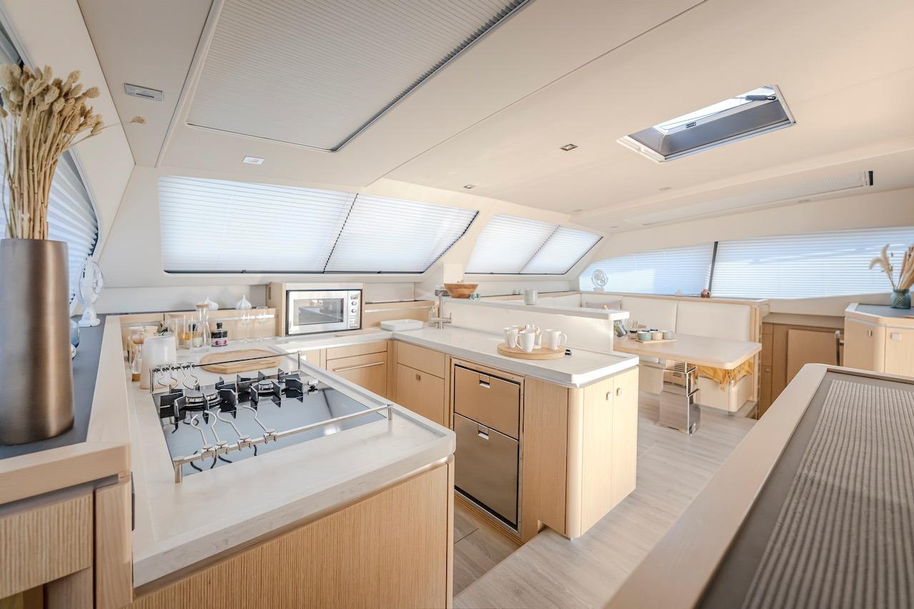 Luxurious kitchen on Privilege Signature 510 yacht, year 2025.