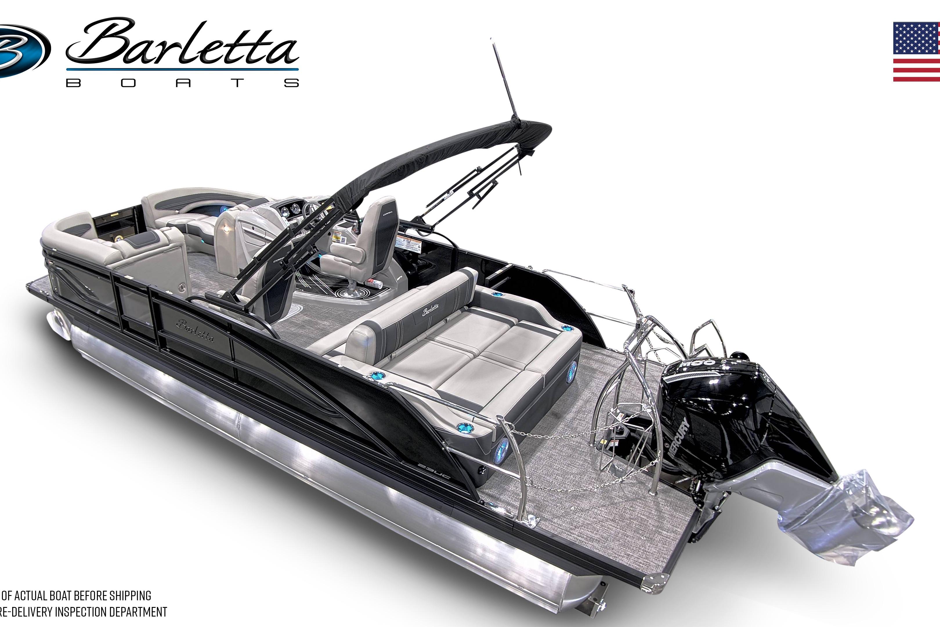 2026 Barletta Corsa 23UC pontoon boat with sleek design and modern features.