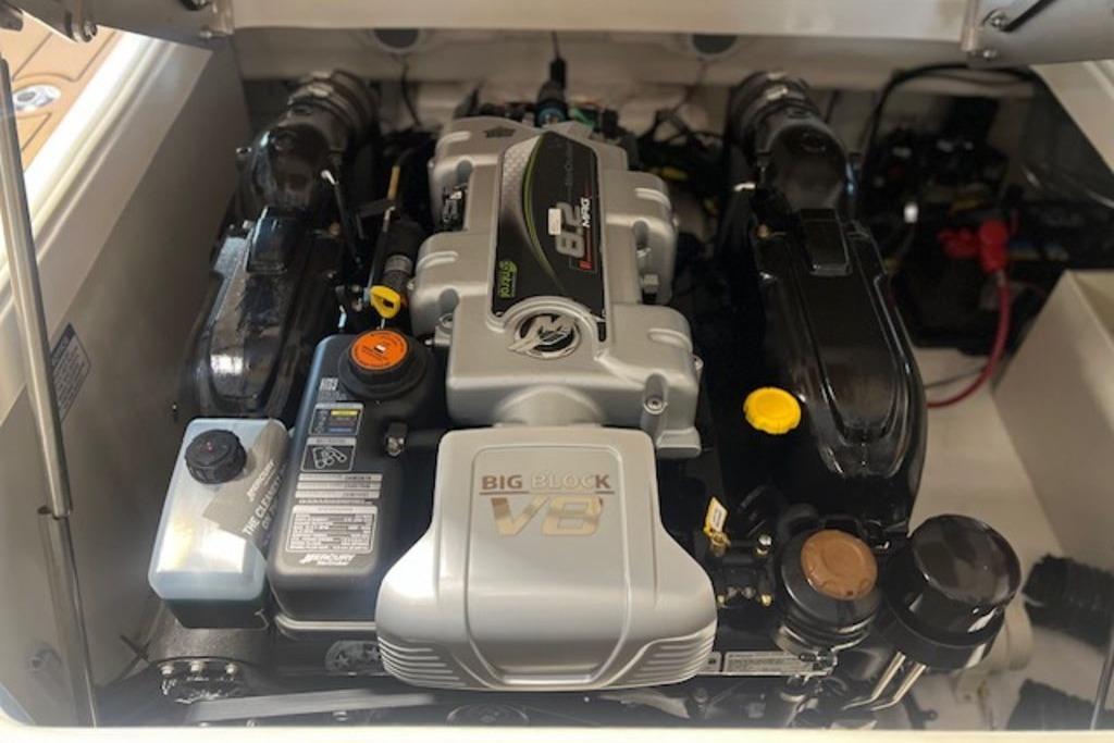 2025 Chaparral 2870 SSX engine compartment showcasing powerful V8 engine components.