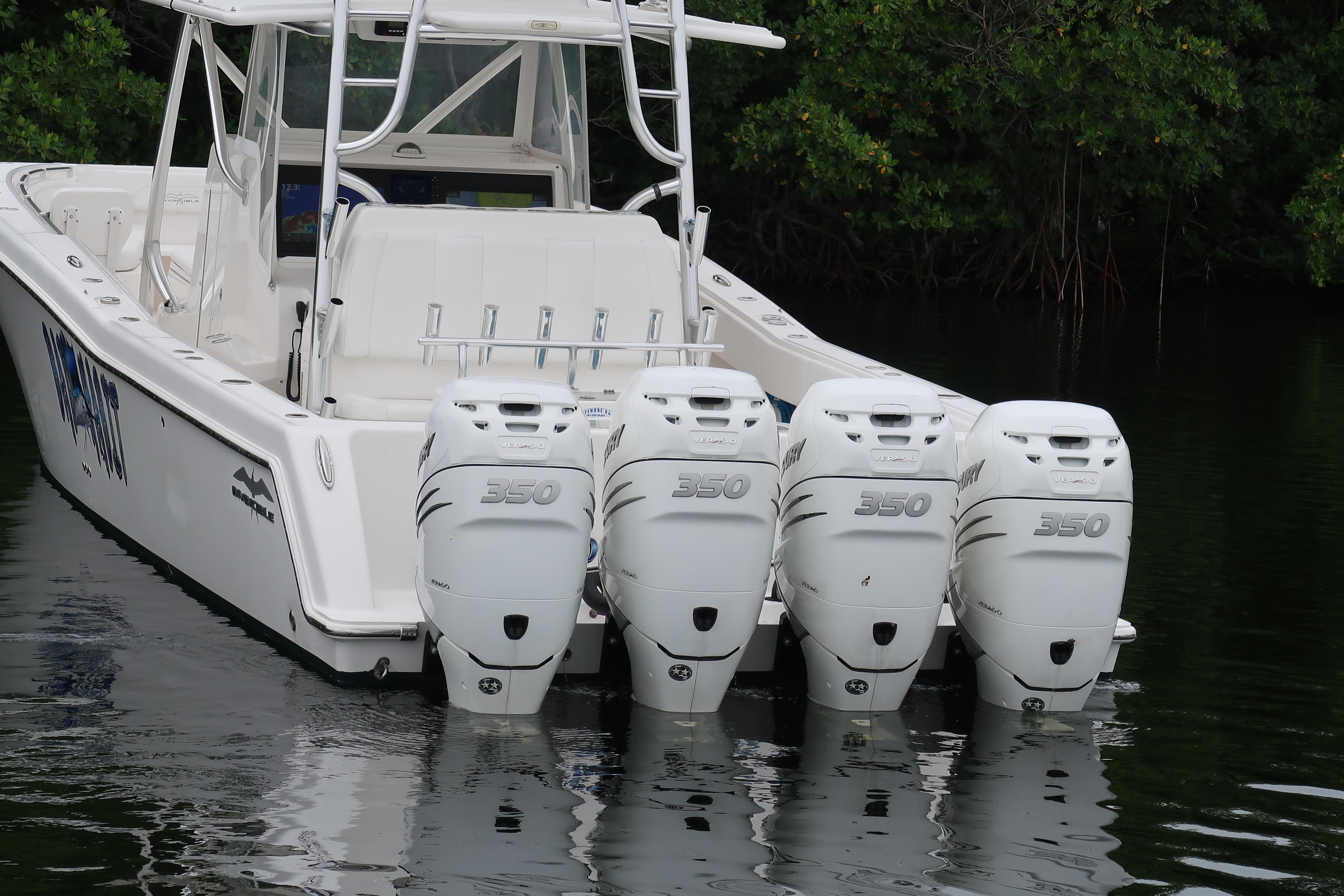 2016 Invincible 42 Open Fisherman with quad 350 outboard engines.
