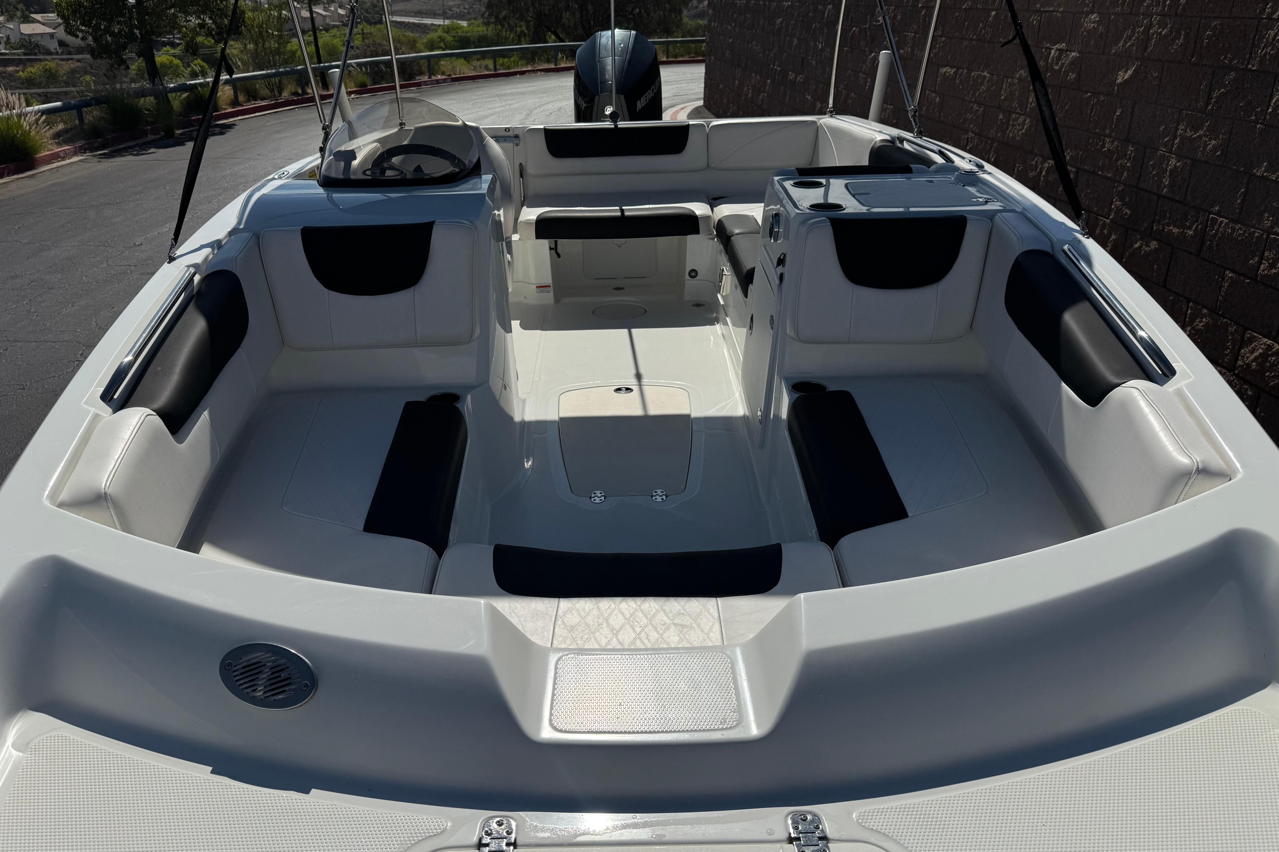 2019 Tahoe 2150 boat interior with spacious seating and modern design.