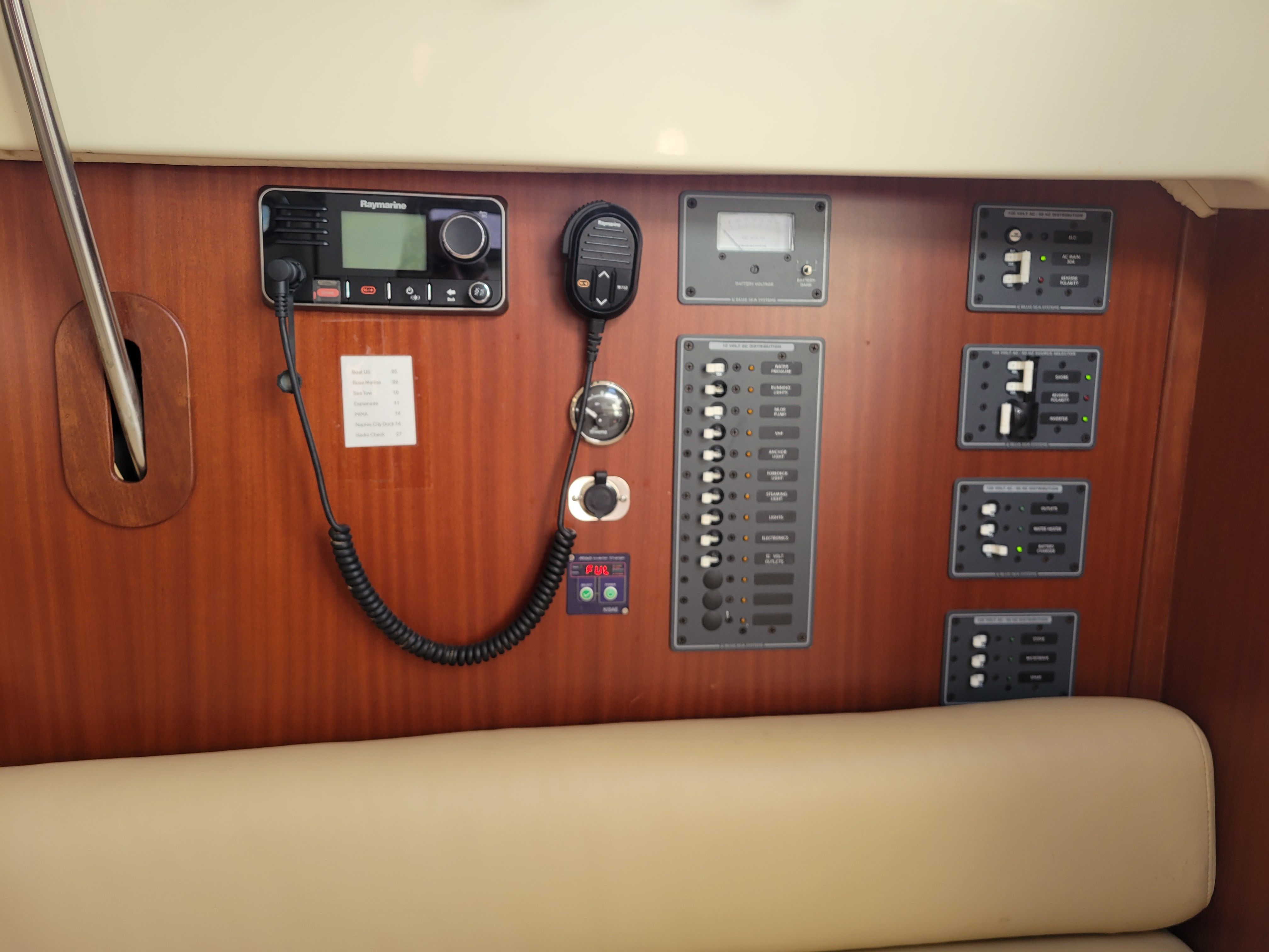 Interior view of 2018 Hake Seaward 26 RK with control panel.