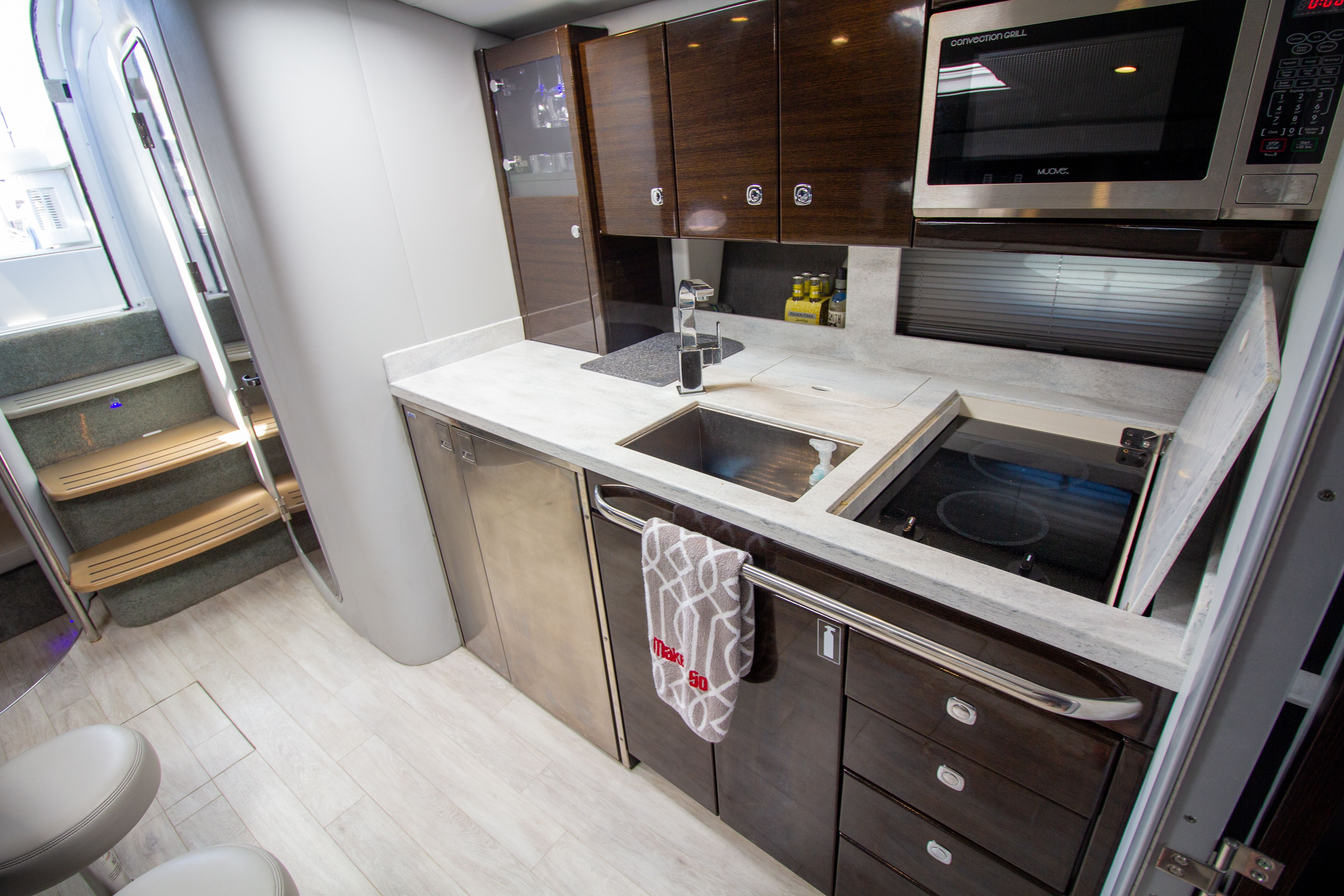 Modern kitchen in a 2016 Formula 40 Performance Cruiser yacht.