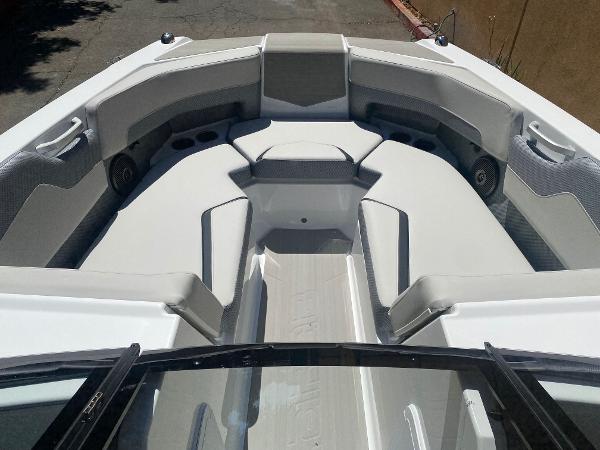 2025 Scarab 235 SE boat interior with spacious seating and modern design.