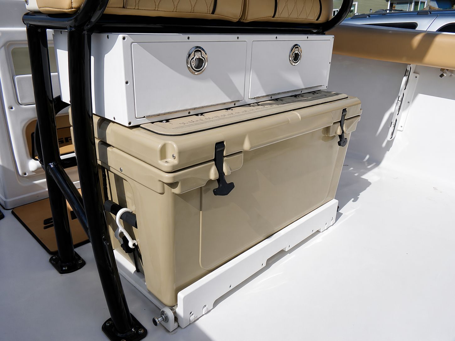 2018 Sportsman Heritage 231 Center Console with storage and cooler.
