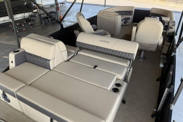 2025 Harris Sunliner 230 pontoon boat interior with luxurious seating and modern design.