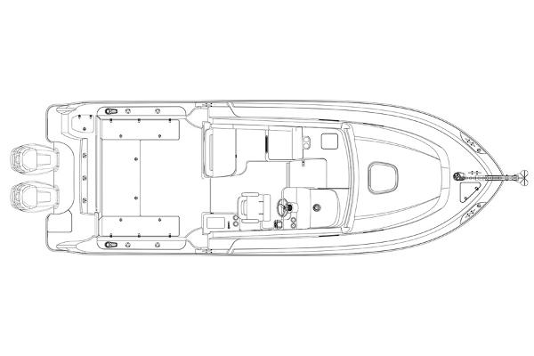 Manufacturer Provided Image: Top view schematic of a 2013 Boston Whaler 315 Conquest boat layout.