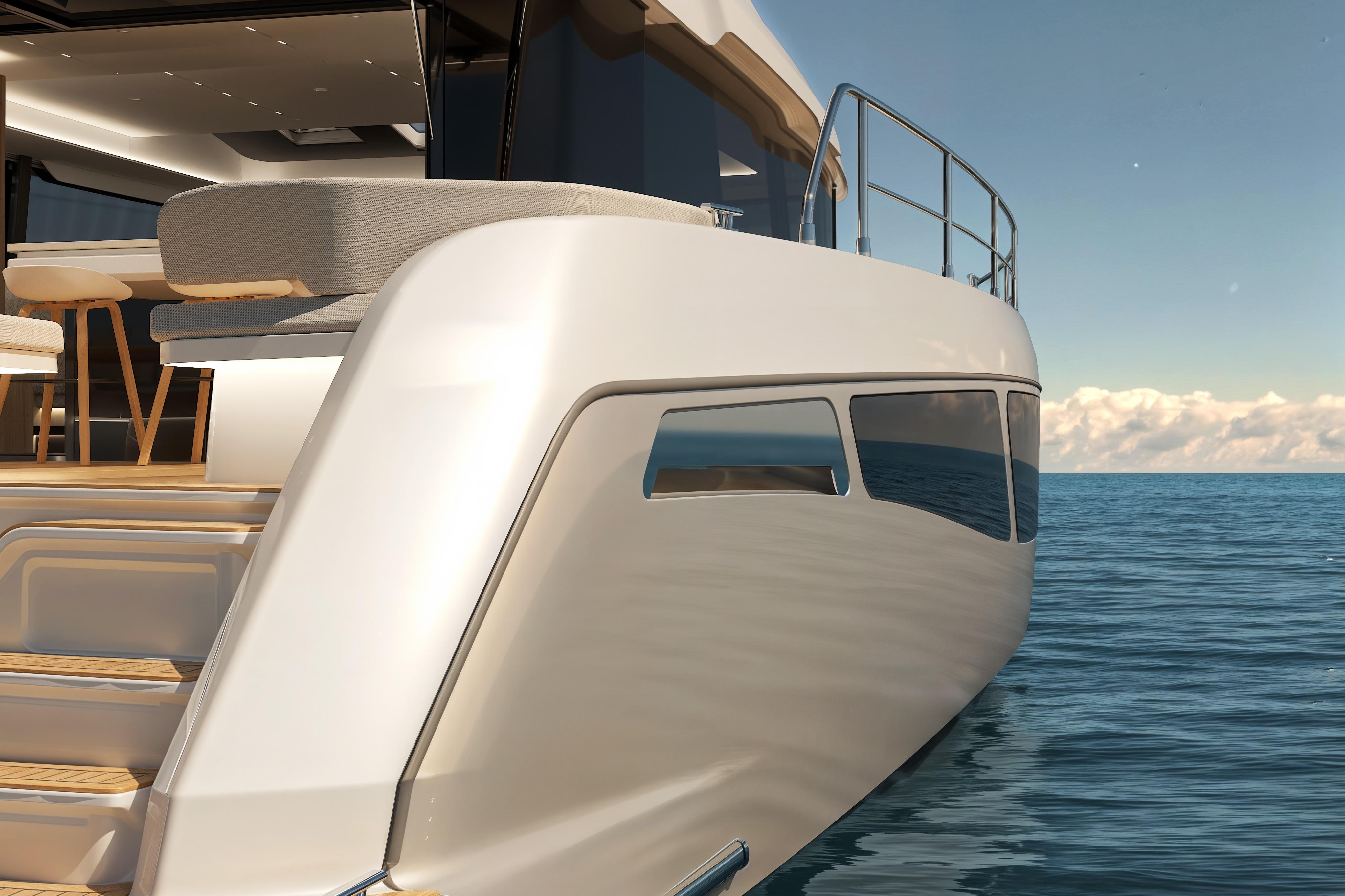 Luxurious 2026 Veya 53 yacht on serene ocean waters, showcasing sleek design and modern amenities.