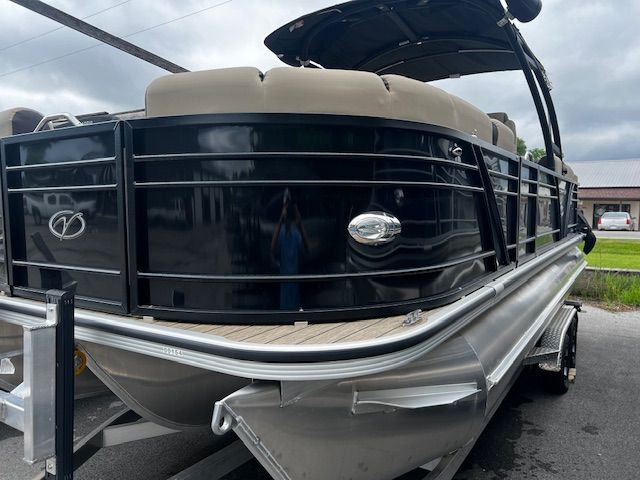 2023 Veranda VP22RCT pontoon boat with black hull and beige interior.