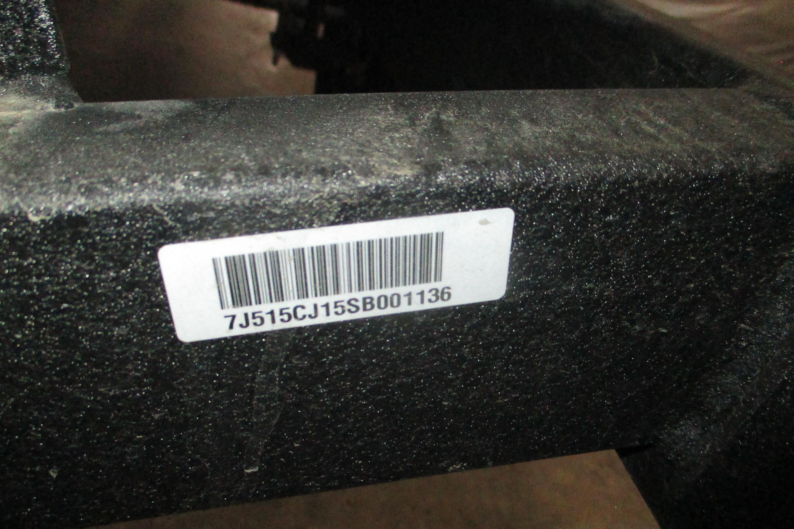 Barcode label on 2025 Tahoe T18 component with serial number 7J515CJ15SB001136.